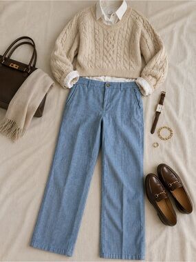 GAP Chambray Girlfriend Khaki Pants